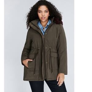 Lane Bryant Green Warm Hooded Coat Parka Women's Plus Size 18 20 Winter EUC